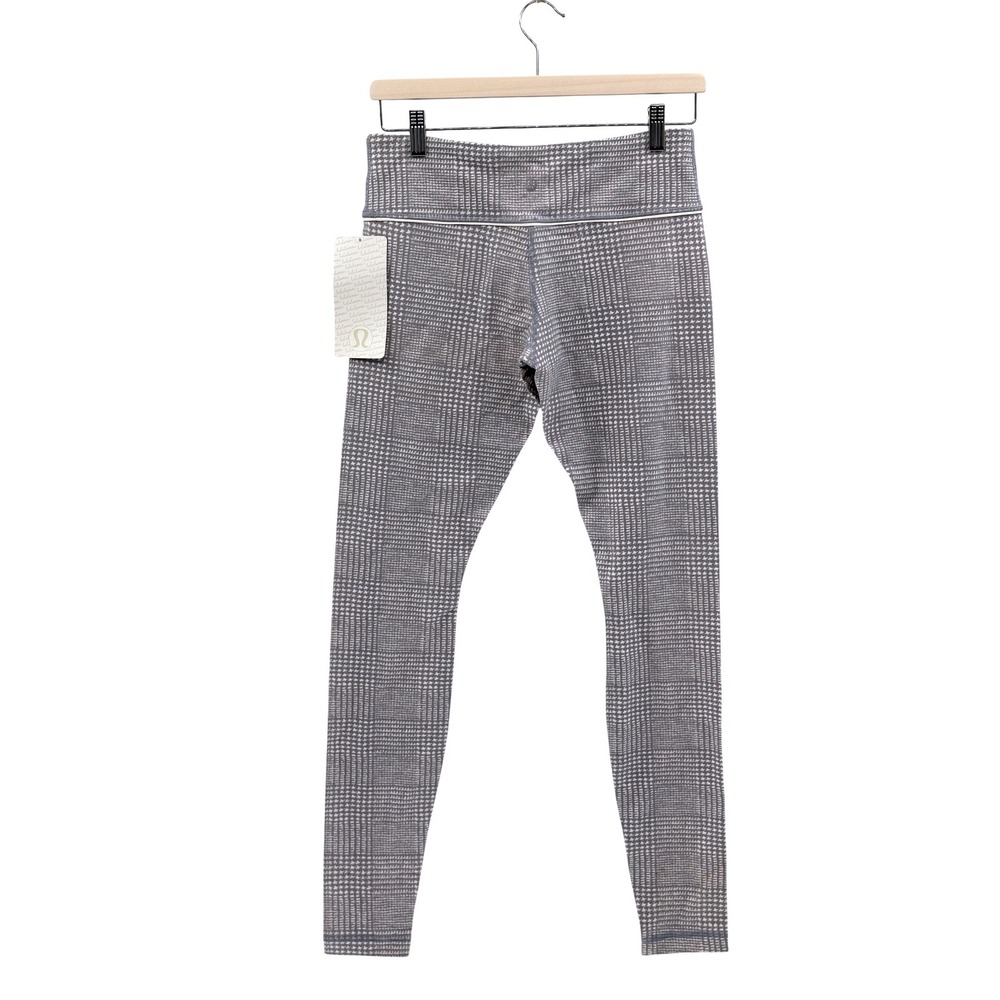 New Lululemon Legging Wunder Under Silver Plaid Mid Rise Organic Cotton Rare 8